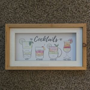 Threshold Cocktails Framed Art in Light Wood